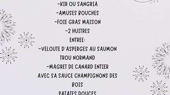 Menu du nouvel an Izys Restoboutic