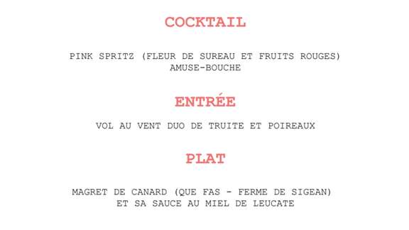 Menu de la Saint Valentin - Brise de Mer