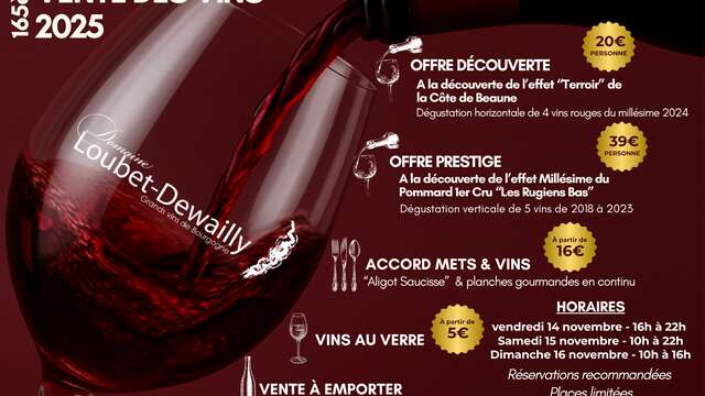 Domaine Loubet-Dewailly - Vente des Vins 2025 : dégustation "Prestige" verticale de l'appellation Pommard 1er Cru "Les Rugiens Bas" de 2018 à 2023