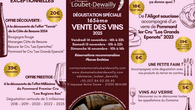 Domaine Loubet-Dewailly - Vente des Vins 2025 :  Dégustation Horizontale  "Découverte" : Pinot noir de la Côte de Beaune 2024