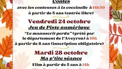 Vacances de la Toussaint à la médiathèque