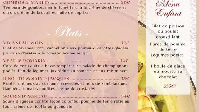 Menu du mois (Le Marie-Louise)