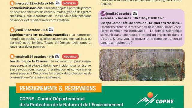 Ateliers et Sorties Nature - Vacances d'automne