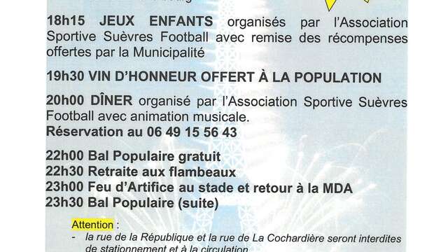 Fête Nationale 14 juillet - Suèvres