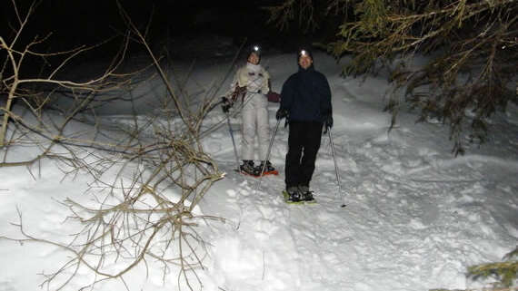 Randonnée en raquettes nocturne avec repas au chalet d'alpage