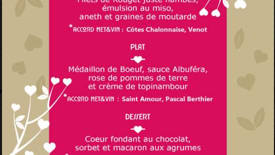 Menu Saint-Valentin - Les Charmes de Bresse