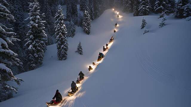 Descente en luge nocturne