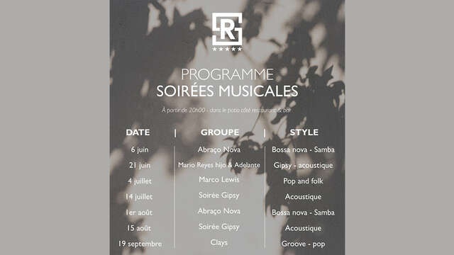 Les soirées musicales à l'Hôtel Le Saint Rémy