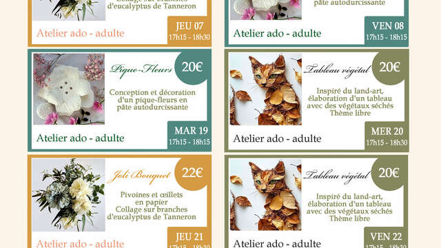 Ateliers créatifs d'été au Petit Chalet: tableau végétal