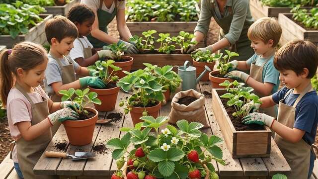 Atelier jardinière de fraisiers à Villaverde