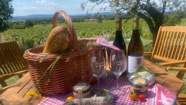 Pique nique entre vignes et oliviers au Château Maucoil