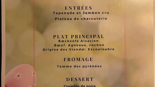 Repas de Pâque à L'Auberge des cochons de Madres