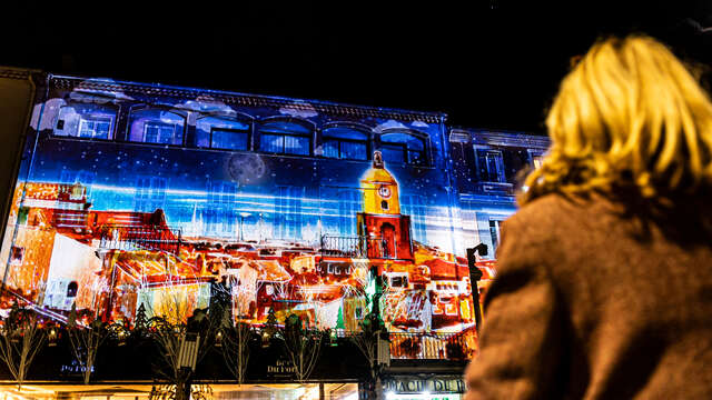 Projections son et lumière sur les façades du port