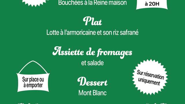 Menu du Réveillon du 31 décembre de La Maison des Hôtes
