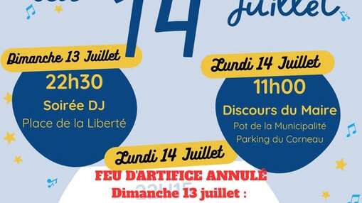 Commémoration - Fête Nationale du 14 juillet (feu d'artifice ANNULÉ)