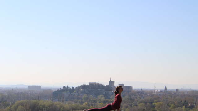 Séance de yoga aux Jardins de l'Abbaye