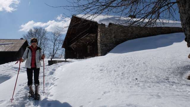 Sortie raquettes : un alpage face au Mont-Blanc