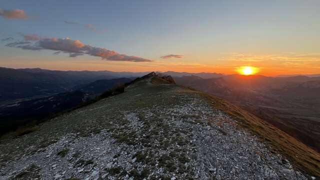 Géo-rando : coucher de soleil et pleine lune sur la crête de Gâche - Autres Versants