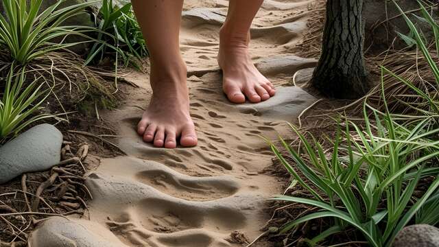 Parcours sensoriel pour petits pieds nus