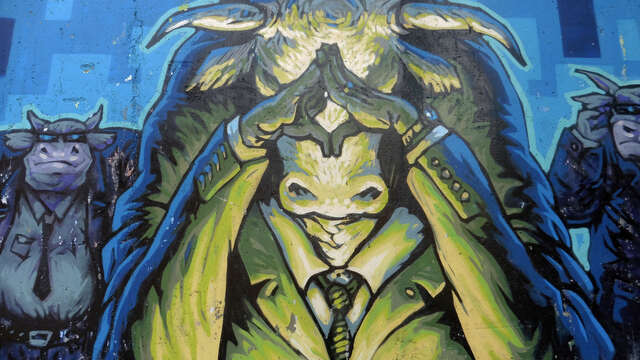 Art vache : fresque "Le Ruminhom"