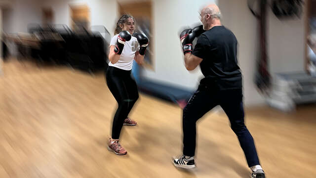 Group cardio boxing class