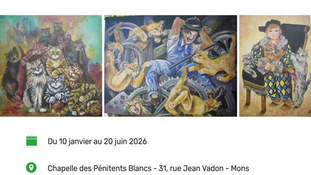 Exposition : Tête des chats peintures acryliques