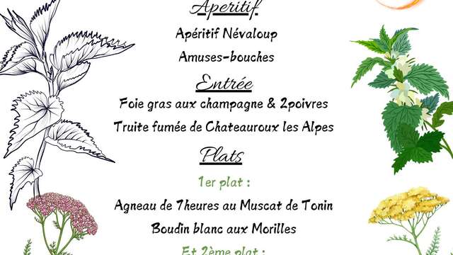 Réveillon et repas du 1er à Un brin sauvage