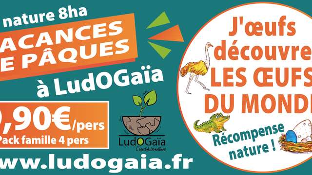 Chasse aux œufs avec énigmes au parc LudOGaïa : "J'œufs découvre les œufs du monde"