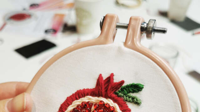 Atelier : Perles de grenade en broderie