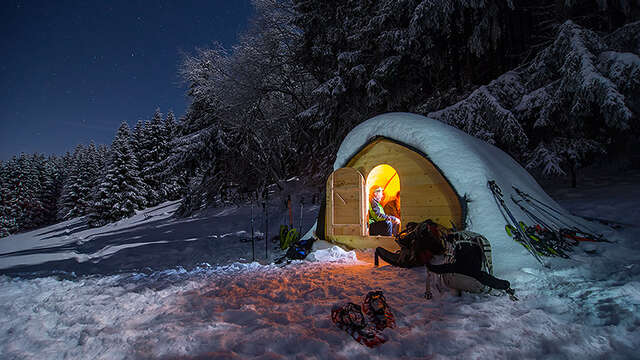 Randonnée nocturne et repas en caban'igloo