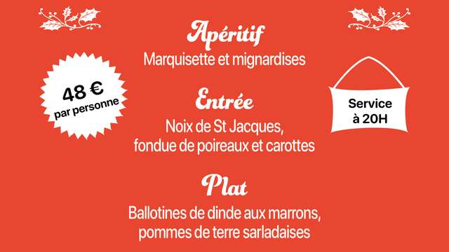 Menu du Réveillon du 24 décembre de La Maison des Hôtes