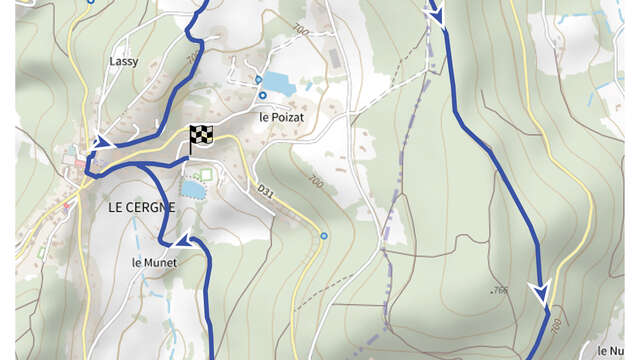 Itinéraire VTT : circuit 14 bleu, base Le Cergne