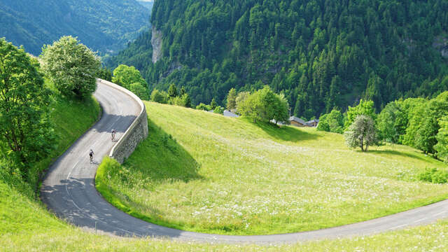 Cycling up Col des Aravis