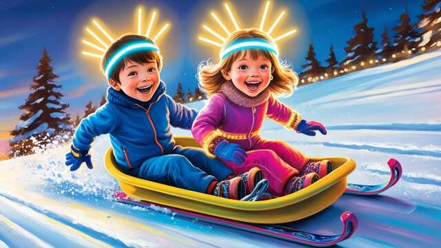 Descente en luge lumineuse