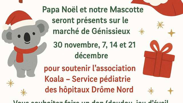 Père Noël et Mascotte au Marché