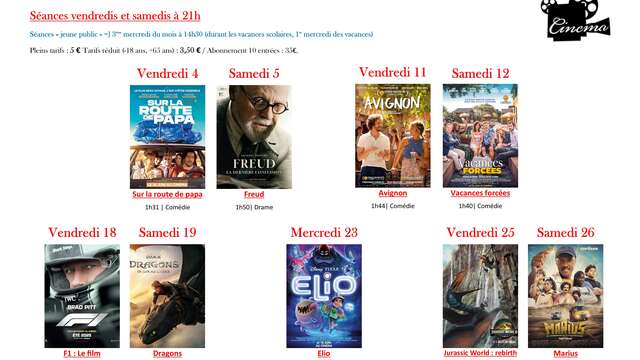 Filmvorführungen in Tende