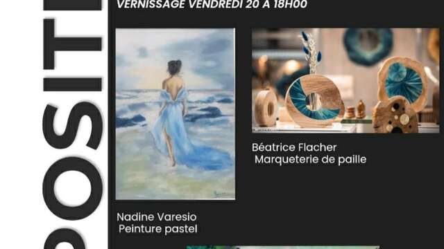 Vernissage de l'exposition de peinture, acrylique et marqueterie