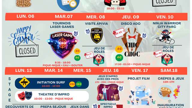 Veranstaltungen von „Ré Jeunesse“ in Ars-en-Ré – April