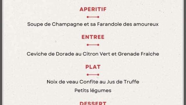 Menu spécial saint valentin