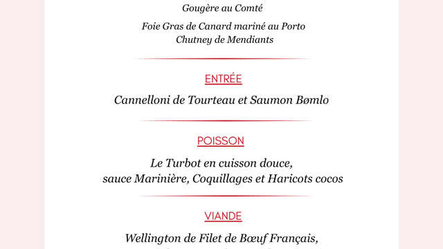 Menu Saint-Valentin à la  Brasserie Place Bernard