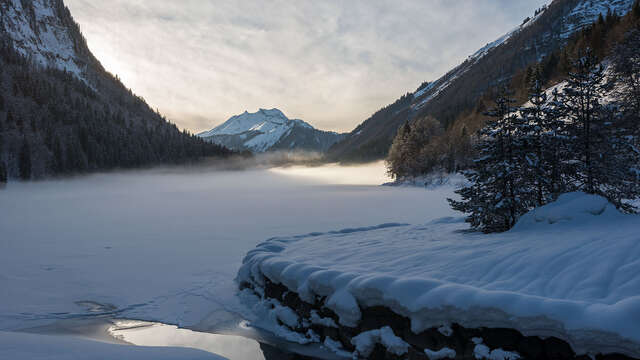 Montriond Lake to the Albertans, snowshoeing itinerary