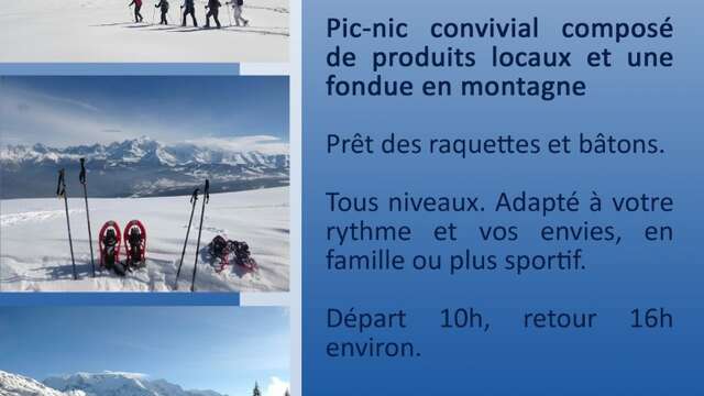 Schneeschuhwandertag - Fondue mit Blick auf den Mont-Blanc