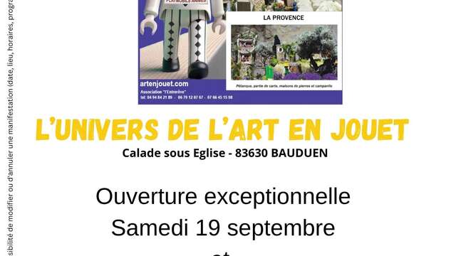 L'art en jouet ouvre en septembre