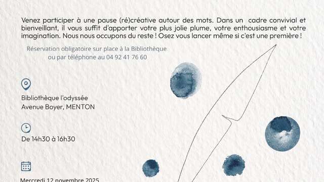 Jeux d'écriture - atelier à la bibliothèque