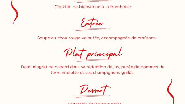 Menu de la Saint Valentin au Bistrot de la Mairie