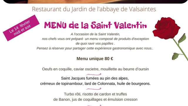 Menu de la Saint-Valentin à Valsaintes
