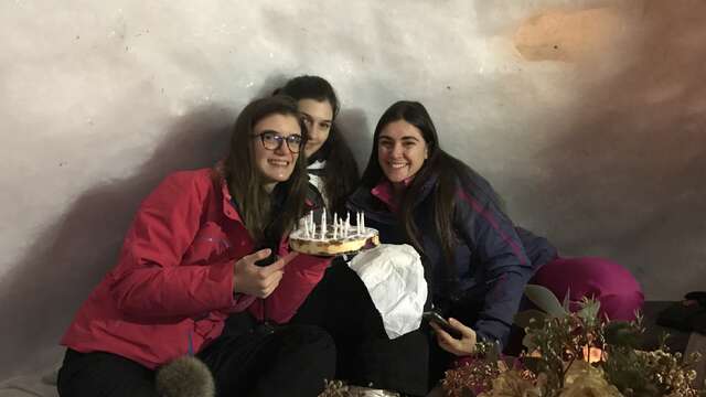 Birthday party in an igloo