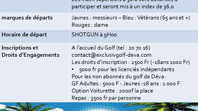 Tournoi de Golf "DEVA EN FOLIE"!