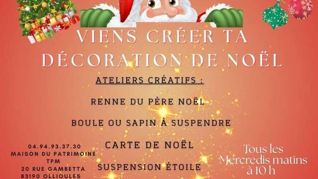 Ateliers créatifs de Noël à la Maison du Patrimoine TPM