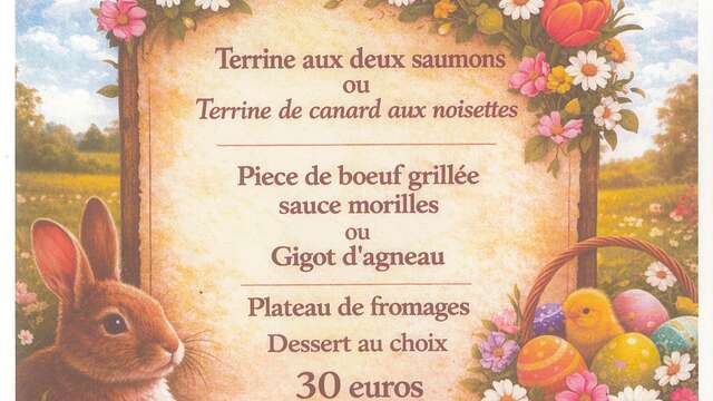 Menu du dimanche de Pâques à l'Hôtel-restaurant de la Gare